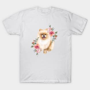 Cute Pomeranian Spitz Cream Puppy Dog Art T-Shirt